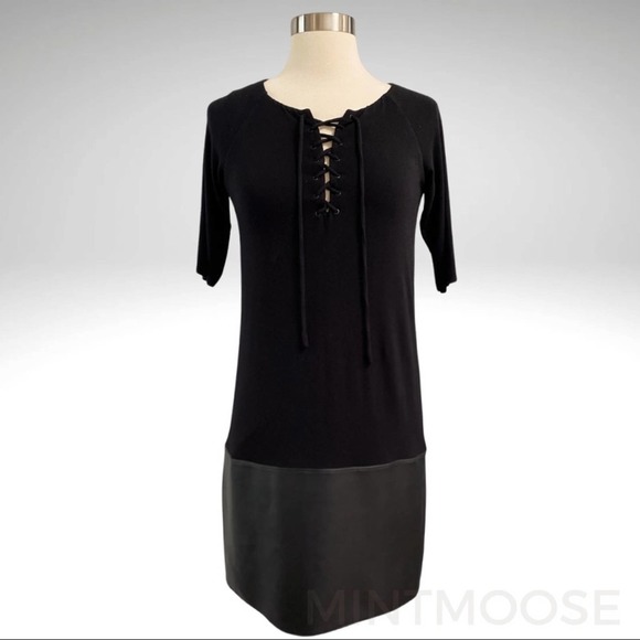 BAILEY 44 Black Vegan Leather Mini Dress Size Small - Picture 1 of 11